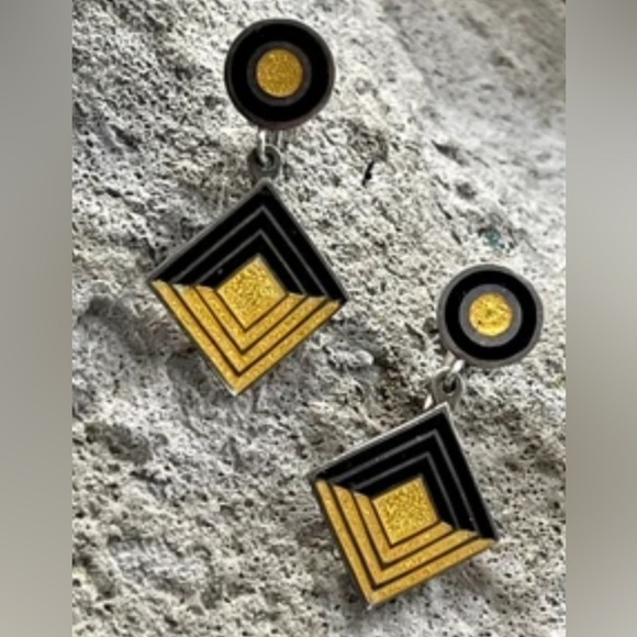 Margo De Taxco Jewelry - Margo De Taxco Art Deco Mid Century Black and Yellow Sterling Silver Mexico